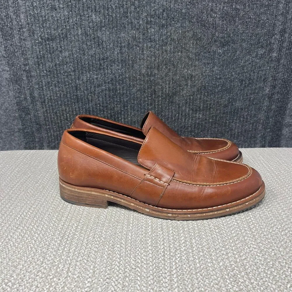 Helm The Wilson Loafers Brown Leather Slip On Dress Shoes Mens 11.5